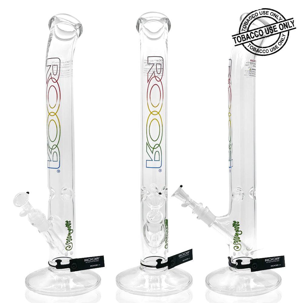 ROOR® CLASSIC BENT NECK STRAIGHT TUBE RAINBOW WATERPIPE 18" - 18B505S - SVAB