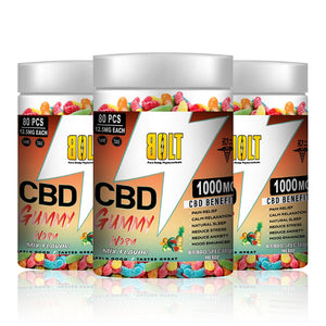 BOLT CBD Fruit Flavored Gummy Worms – 1000mg 80 Count