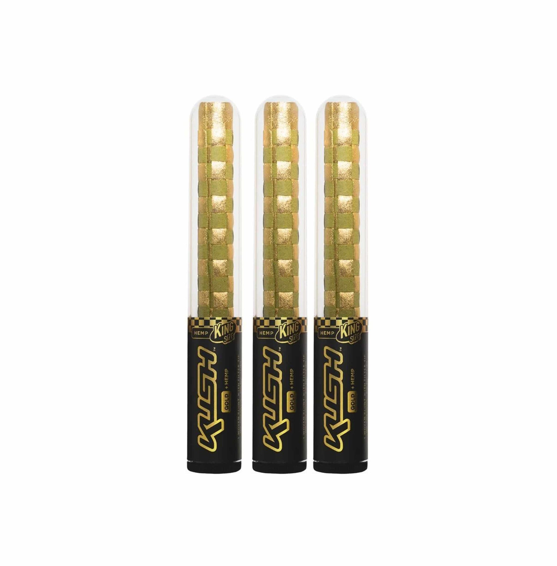 KUSH HEMP 24K GOLD WOEVEN KING SIZE TUBE CONE - 1 COUNT - SVAB