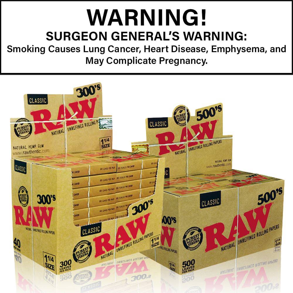 RAW CLASSIC CREASELESS 1¼ ROLLING PAPER 300's & 500's