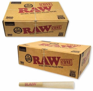 RAW CLASSIC CONES 70/30 SINGLE SIZE  - 960 COUNT