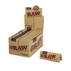 RAW CLASSIC CONNOISSEUR 1¼ ROLLING PAPER W/ TIPS - 24 PACKS